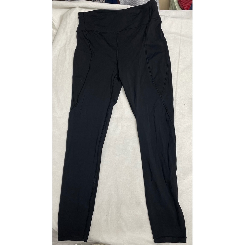Lululemon Leggings Womens 8 Black Speed Up  High Rise Pockets Reflective